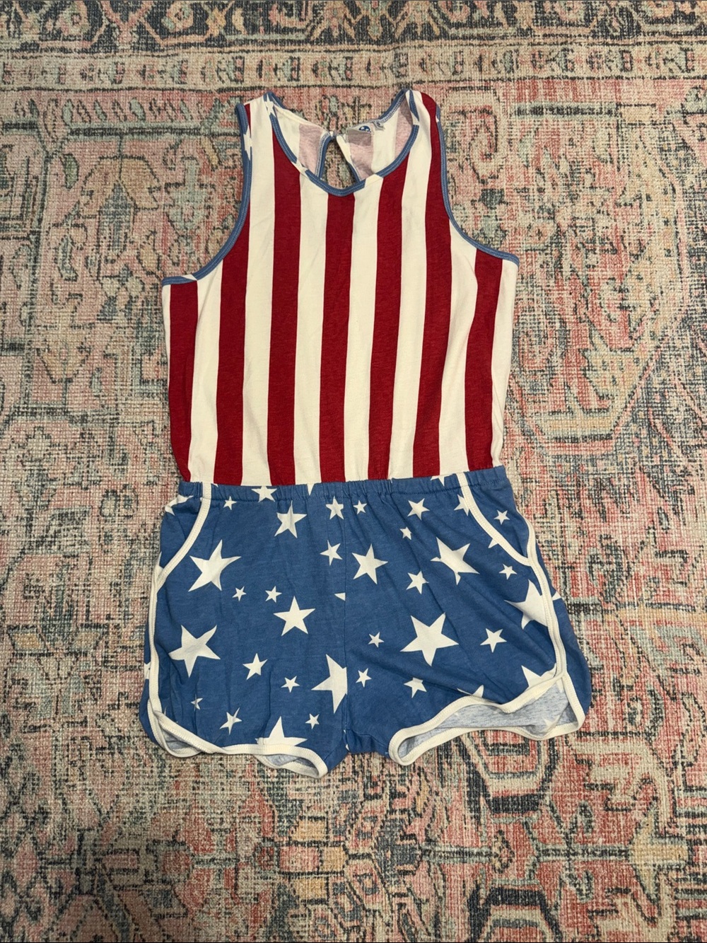 Junk Food Clothing Red & Blue Star Stripe Romper